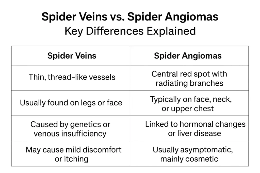 Professionals Distinguish Between Spider Veins and Spider Angiomas Bicester Bicester